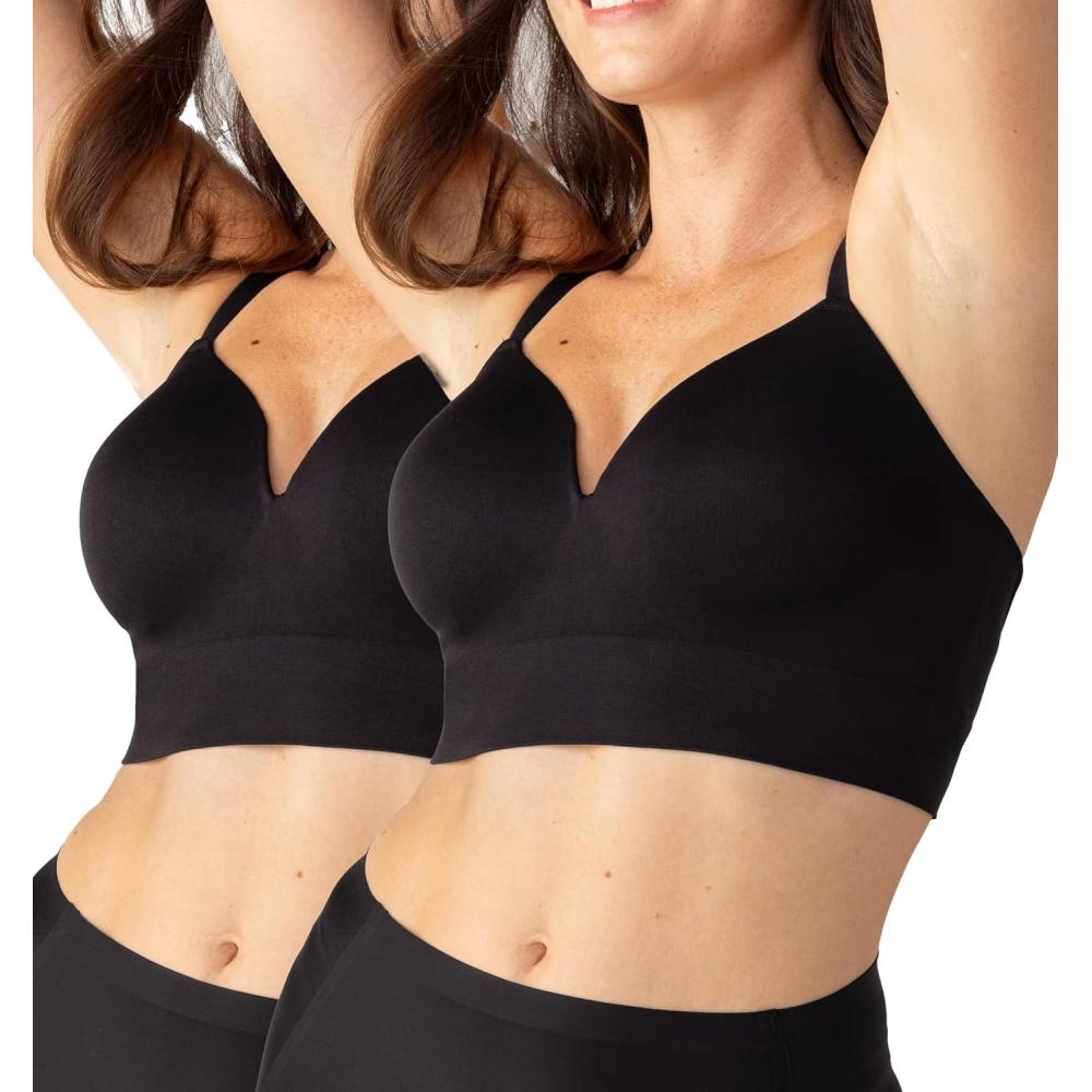imageSHAPERMINT Bras for Women  Lingerie Bra Bralettes for Women with Support No Underwire Plus Size Bras for WomenBlack 2 Pack
