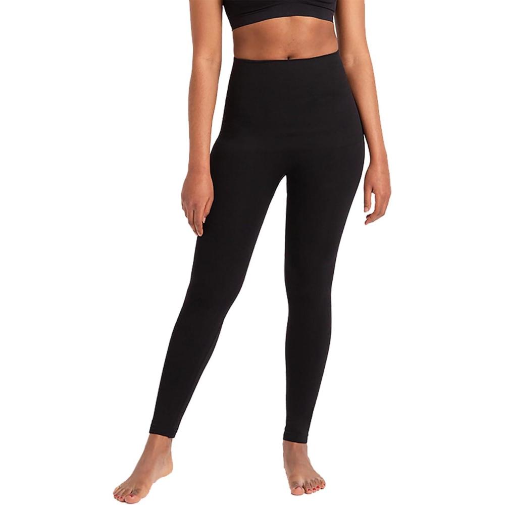 imageSHAPERMINT Comfort MidWaist Shaping Leggings for Women  Leggings for Women Tummy Control Thick NonSeeThroughBlack