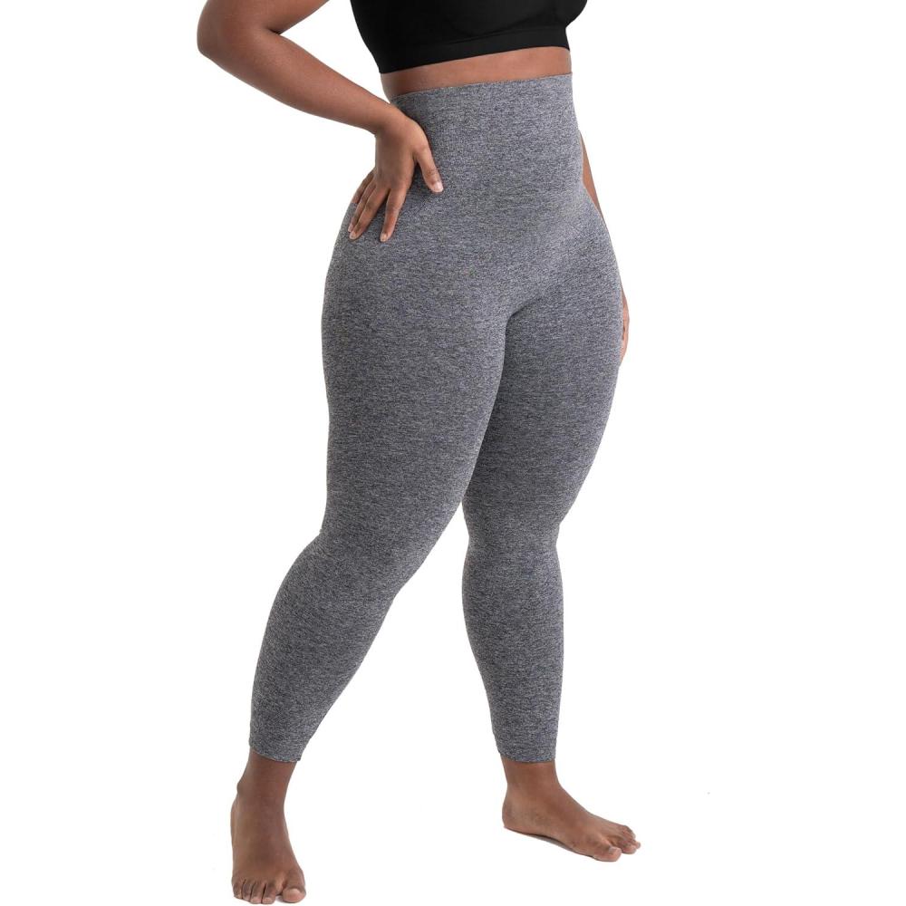 imageSHAPERMINT High Waisted Tummy Control Compression Leggings for Women  Petite to Plus Size Womens Leggings Non See ThroughHeather Grey