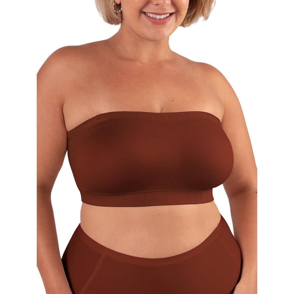 imageSHAPERMINT Strapless Bra  Bandeau top Strapless Bras for Women Plus Size Lingerie for Women Free Clear Bra StrapsChocolate