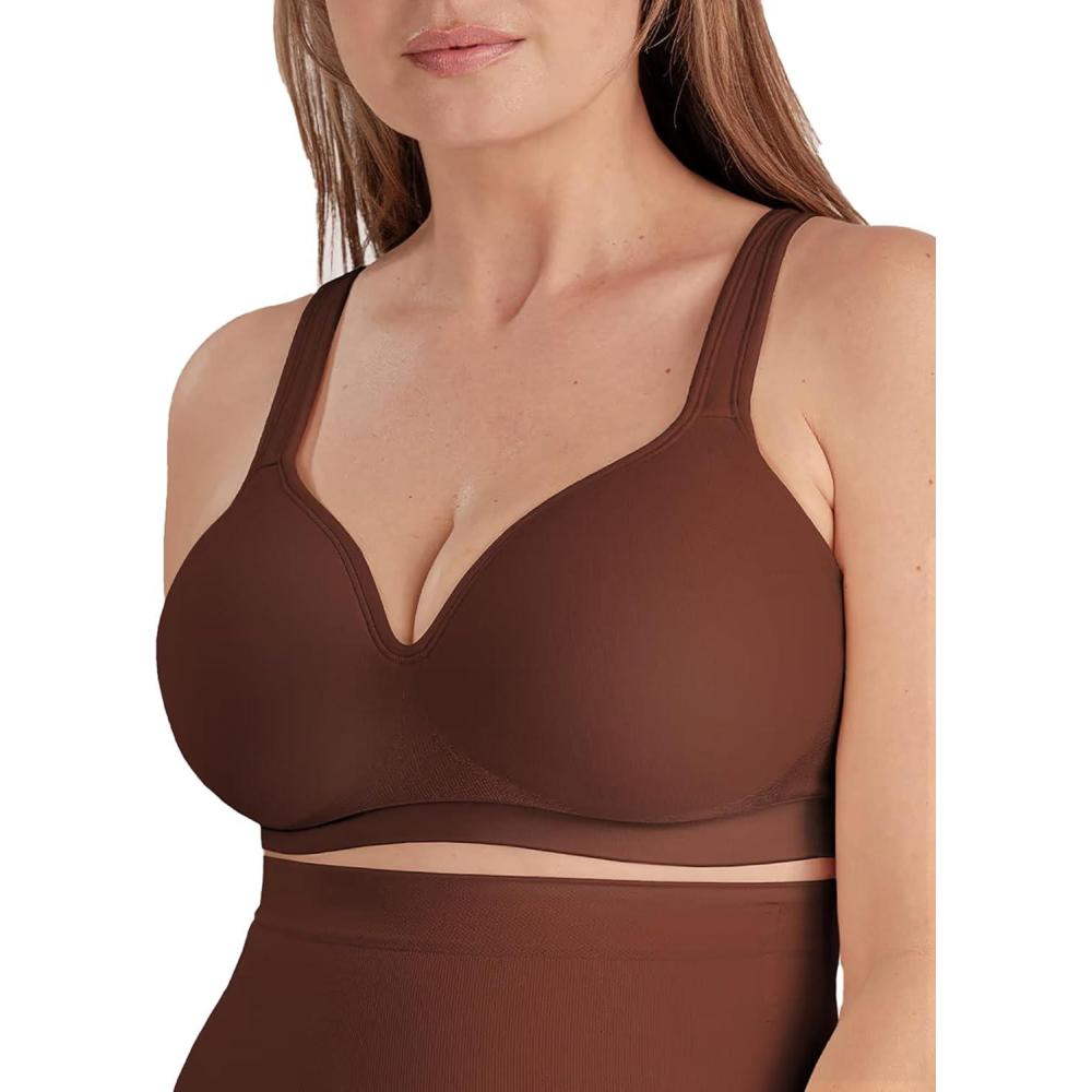 imageSHAPERMINT Sweetheart Bras for Women  Wireless Push Up Bra with Support Full Coverage Seamless BraletteChocolate