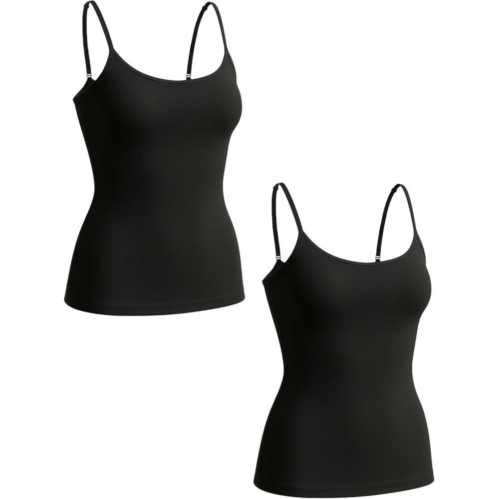 imageSHAPERMINT Womens Tops  Scoop Neck Cami Body Shaper for Women Shapewear Tummy Control Camisole Tank Tops for Women2 Pack  Black