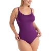 SHAPERMINT Bodysuits for Women – Body Shaper Tummy Control Bodysuit, Shapewear Bodysuits for Women, Scoop Neck Plus Size(Mulberry)