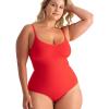 SHAPERMINT Bodysuits for Women – Body Shaper Tummy Control Bodysuit, Shapewear Bodysuits for Women, Scoop Neck Plus Size(Racing Red)