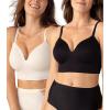 SHAPERMINT Bra – Wireless Bras for Women No Underwire – Wirefree Bralettes for Women with Support – Wireless Bra Bralette(Black/Chai 2 Pack)