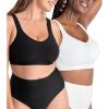 SHAPERMINT Bras for Women No Underwire – Seamless Bras for Women, Wireless Bra, Adjustable Plus Size Bra(Black/White 2 Pack)