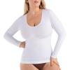 SHAPERMINT Cami Shaper, Womens Long Sleeve T Shirts, Long Sleeve Tops for Women, Compression Shirt Women Long Sleeve Tops(White)