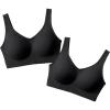 SHAPERMINT Wireless Bras for Women No Underwire – Small to Plus Size Bralettes with Support and Natural Lift(2-pack Black)
