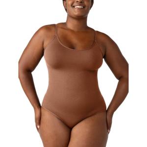 SHAPERMINT Bodysuits for Women – Body Shaper Tummy Control Bodysuit, Shapewear Bodysuits for Women, Scoop Neck Plus Size(Latte)