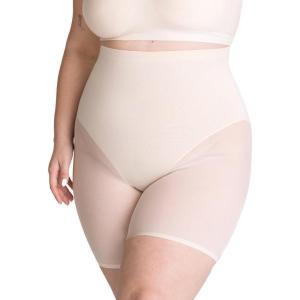SHAPERMINT Compression Shorts – High Waisted Women Mesh Body Shaper Shorts – Under Dress Shapewear Shorts, No Chub Rub(Beige)
