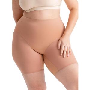 SHAPERMINT Compression Shorts – High Waisted Women Mesh Body Shaper Shorts – Under Dress Shapewear Shorts, No Chub Rub(Latte)
