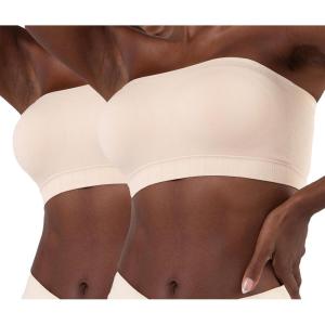 SHAPERMINT Strapless Bra – Bandeau top, Strapless Bras for Women, Plus Size Lingerie for Women, Free Clear Bra Straps(Beige 2 Pack)