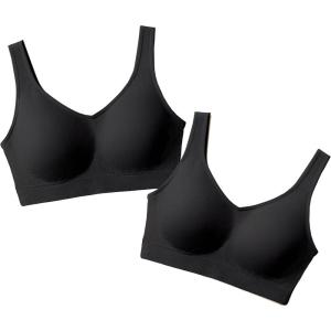 SHAPERMINT Wireless Bras for Women No Underwire – Small to Plus Size Bralettes with Support and Natural Lift(2-pack Black)