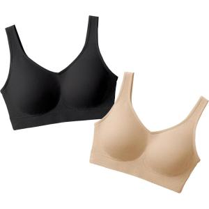 SHAPERMINT Wireless Bras for Women No Underwire – Small to Plus Size Bralettes with Support and Natural Lift(2-pack Black/Nude)