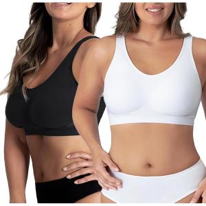 SHAPERMINT Wireless Bras for Women No Underwire – Small to Plus Size Bralettes with Support and Natural Lift(2-pack Black/White)