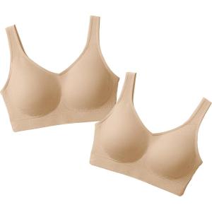 SHAPERMINT Wireless Bras for Women No Underwire – Small to Plus Size Bralettes with Support and Natural Lift(2-pack Nude)