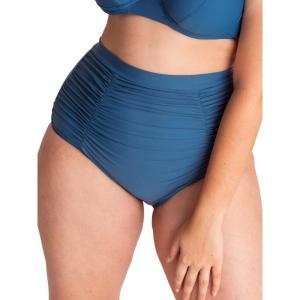 SHAPERMINT Women Ruched High Waisted Bikini Bottom Swimsuit, Tummy Control Full Coverage Swimwear, Small to Plus Size(Ocean Blue)