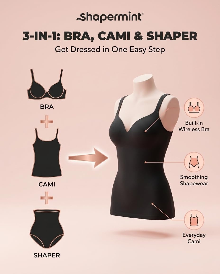 image:imageSHAPERMINT Sweetheart Shapewear Tank Top Cami with BuiltIn Bra for WomenWhite