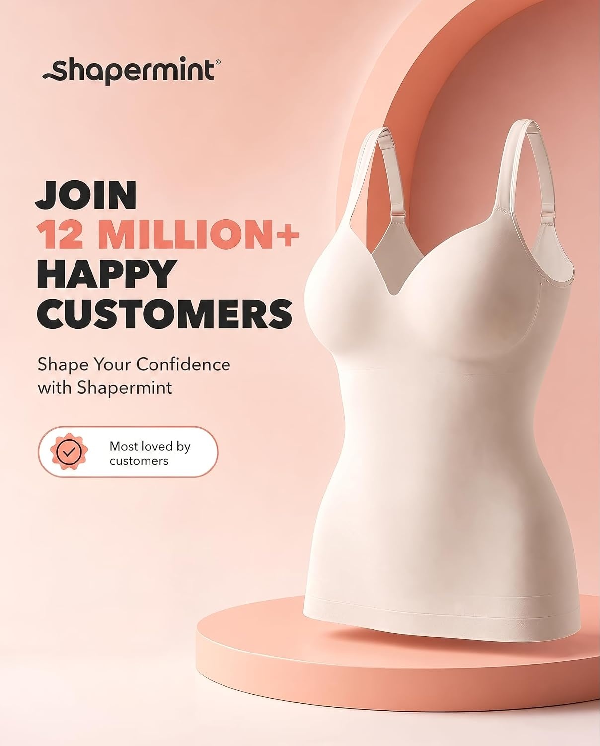 image:imageSHAPERMINT Sweetheart Shapewear Tank Top Cami with BuiltIn Bra for WomenWhite