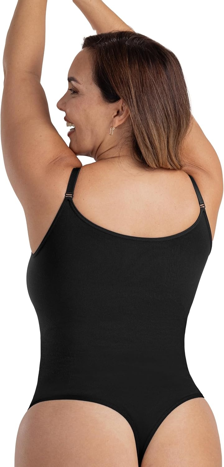 image:imageSHAPERMINT Thong Bodysuit Tummy Control Shapewear for WomenBlack