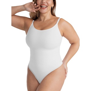 SHAPERMINT Thong Bodysuit, Tummy Control Shapewear for Women(White)